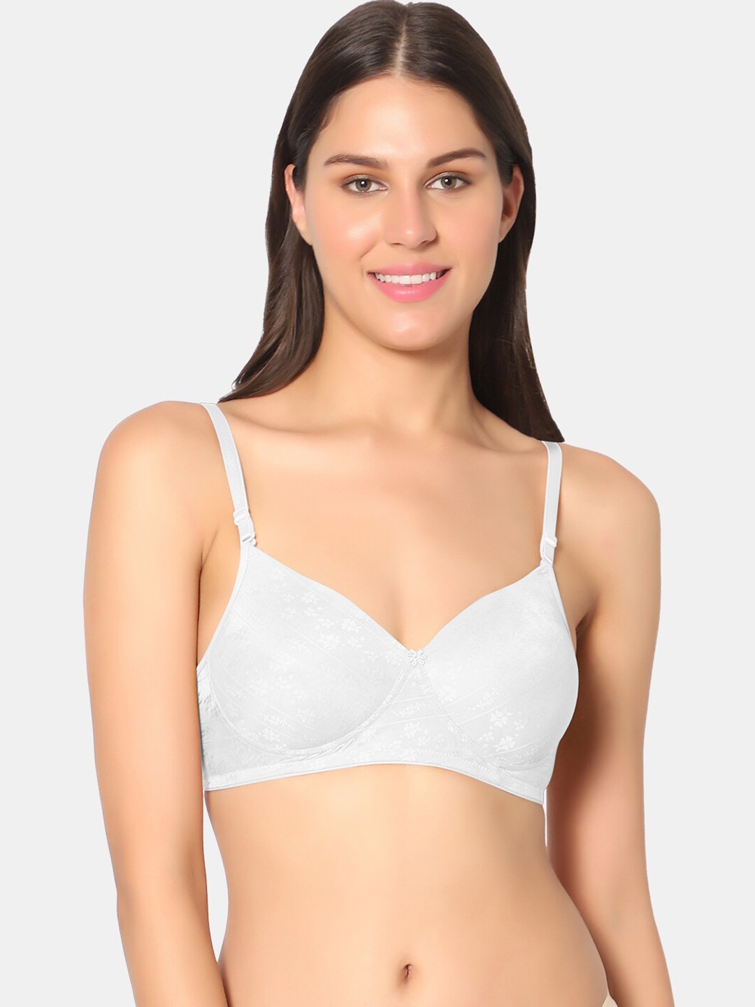 

Sonari Floral Printed Lightly Padded Non-Wired All Day Comfort T-Shirt Bra crockswhite, Off white