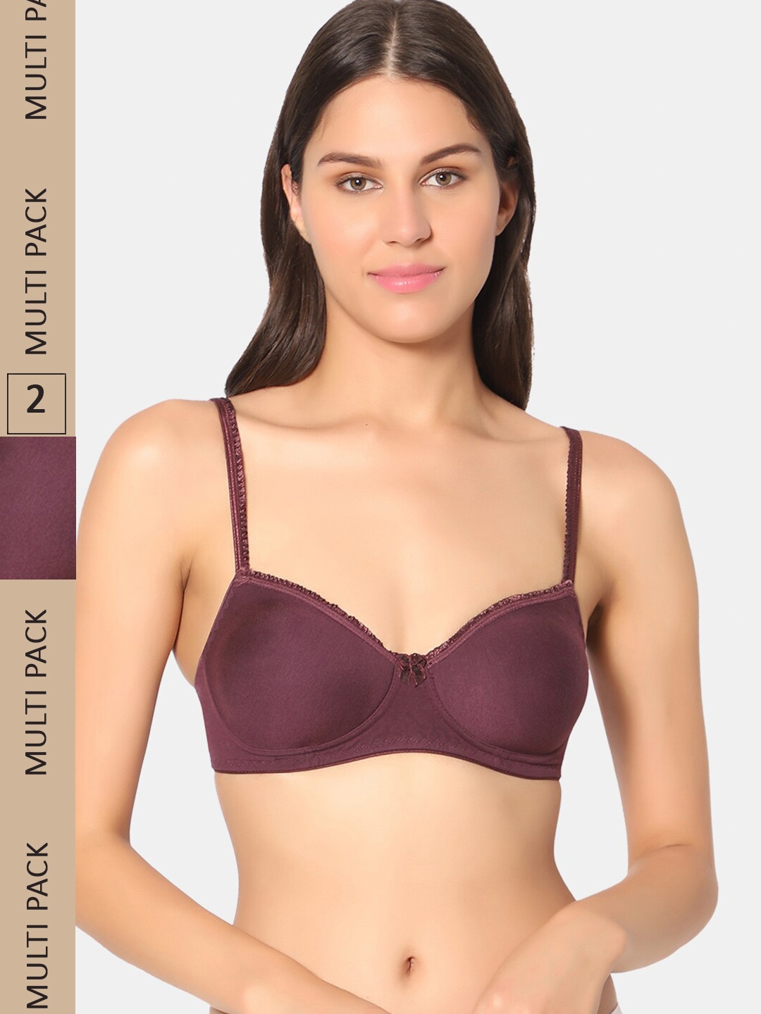 

Sonari Pack of 2 Lightly Padded Non-Wired All Day Comfort Everyday Bra aasmajamneejamnee, Brown