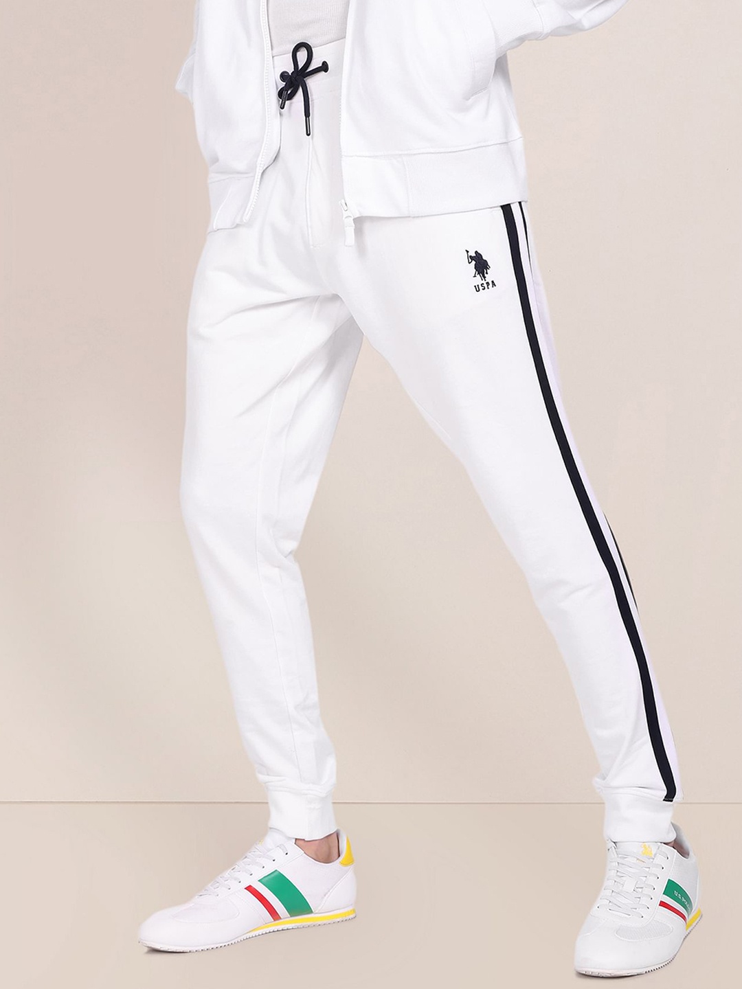 

U.S. Polo Assn. Men Straight-Fit Pure Cotton Joggers, White