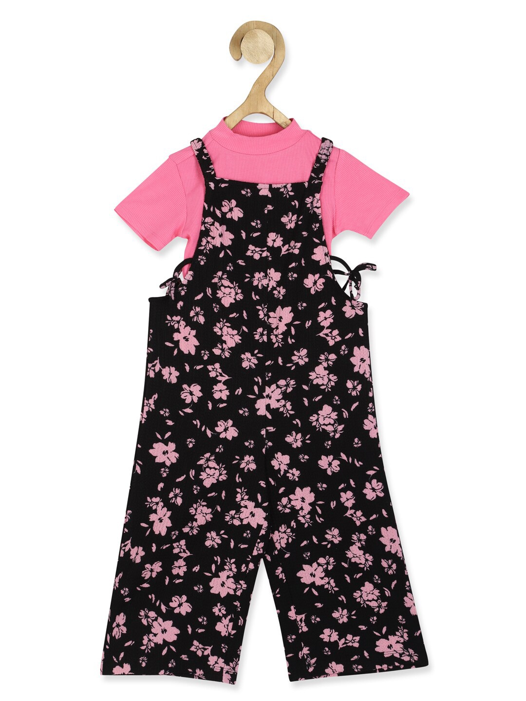 

Peter England Girls Floral Printed Basic Jumpsuit With T-shirt, Black