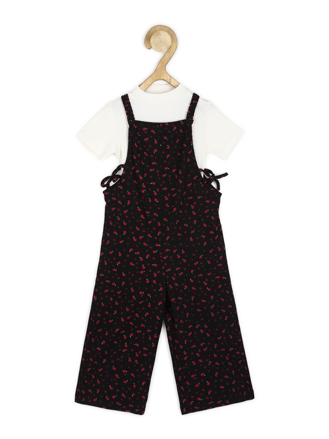 

Peter England Girls Floral Printed Dungaree, Black