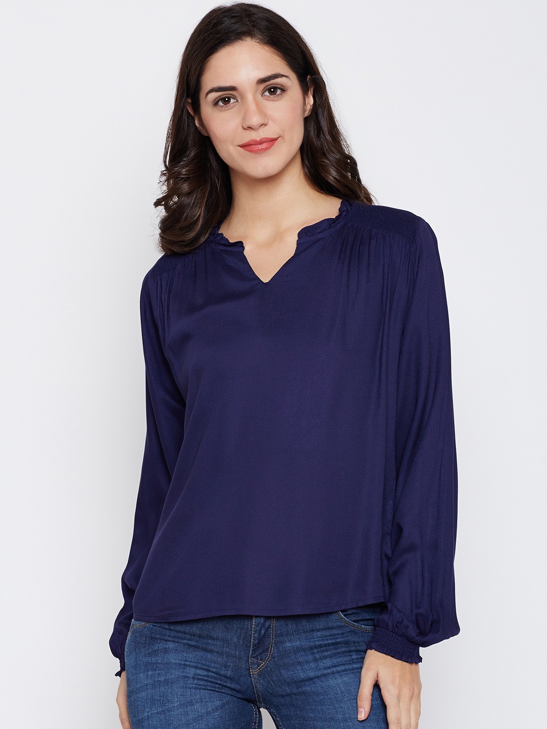 

Harpa Women Navy Blue Solid Top
