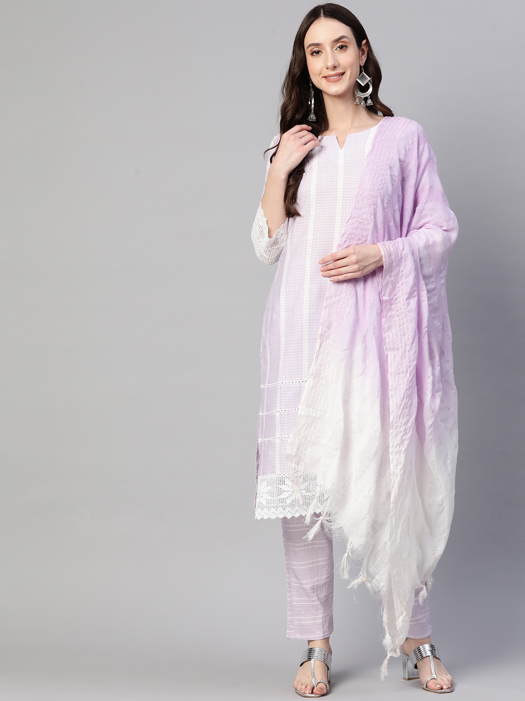 

SERONA FABRICS Women Self Design Kurta With Trousers & With Dupatta, Purple