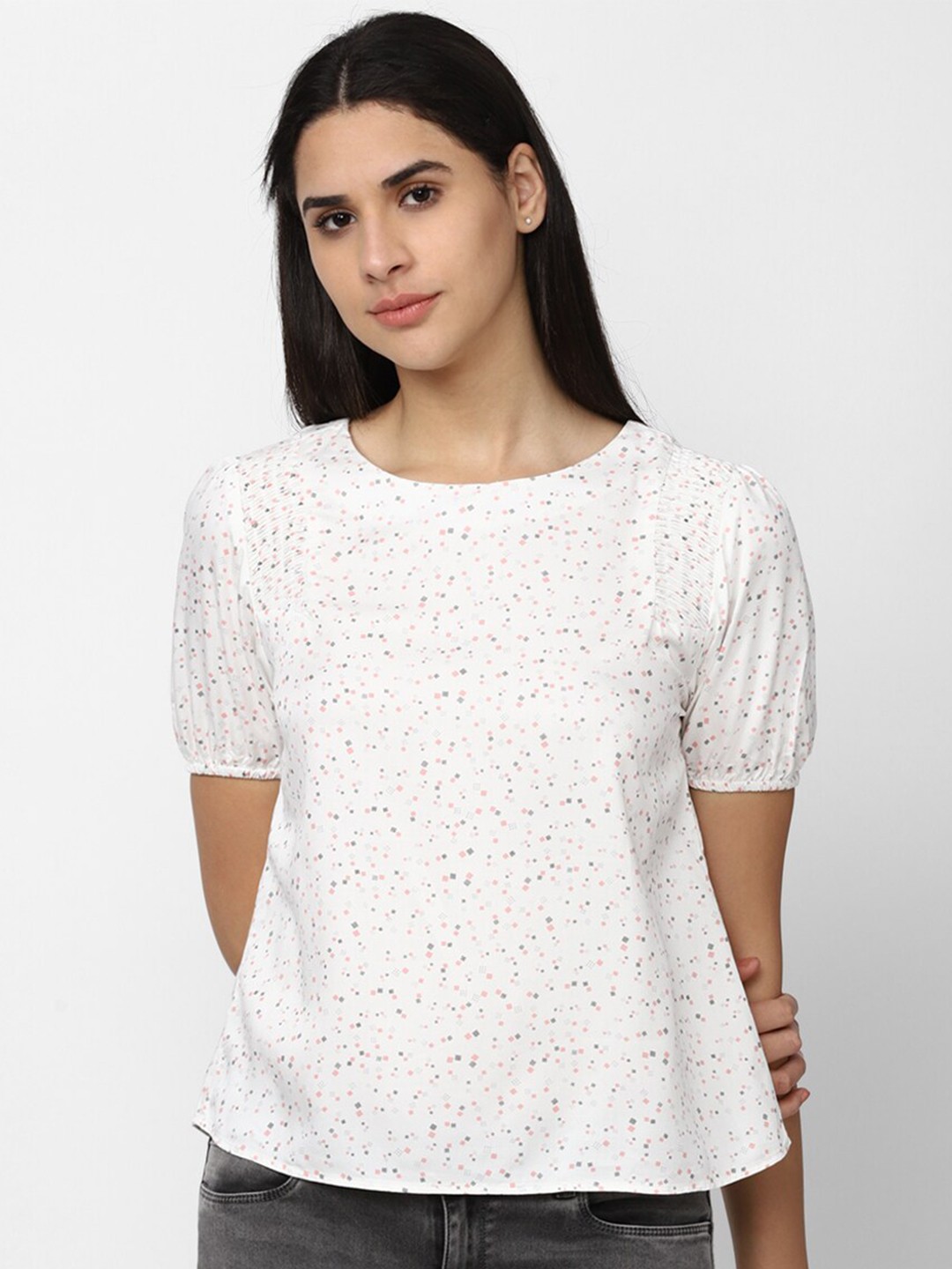 

Van Heusen Woman Printed Cotton Top, White