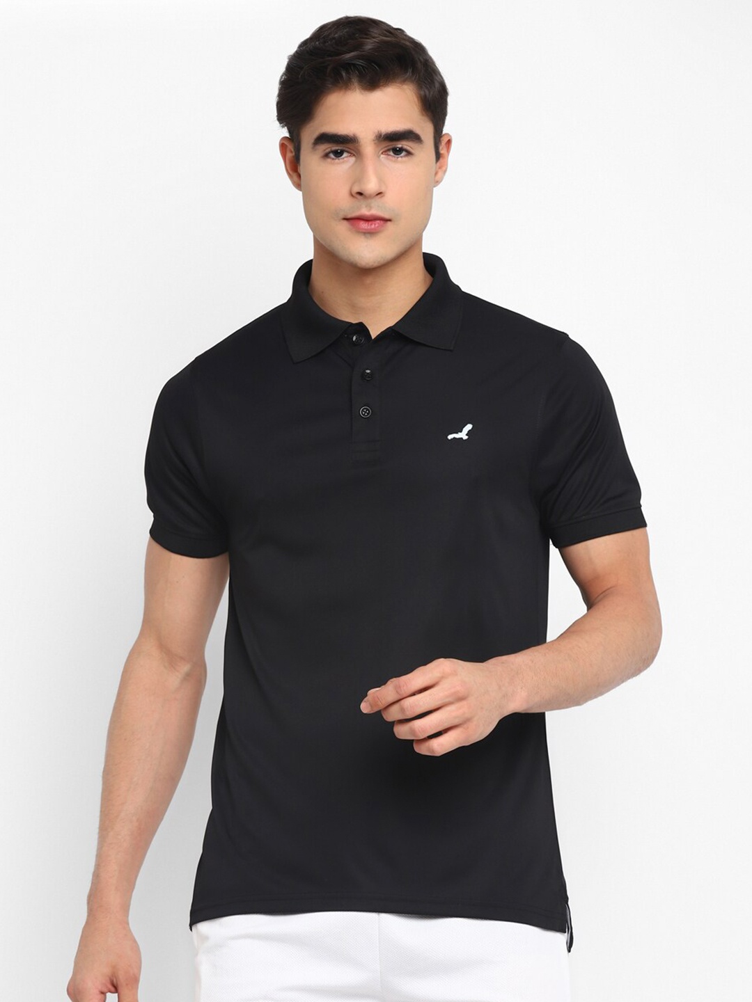 

American Crew Men Polo Collar T-shirt, Black
