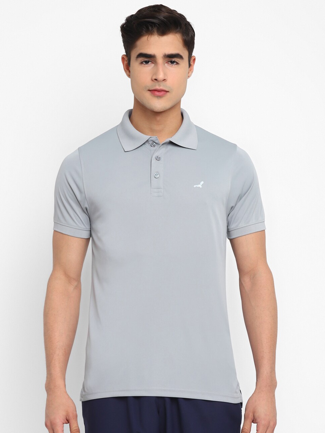 

American Crew Men Polo Collar T-shirt, Grey