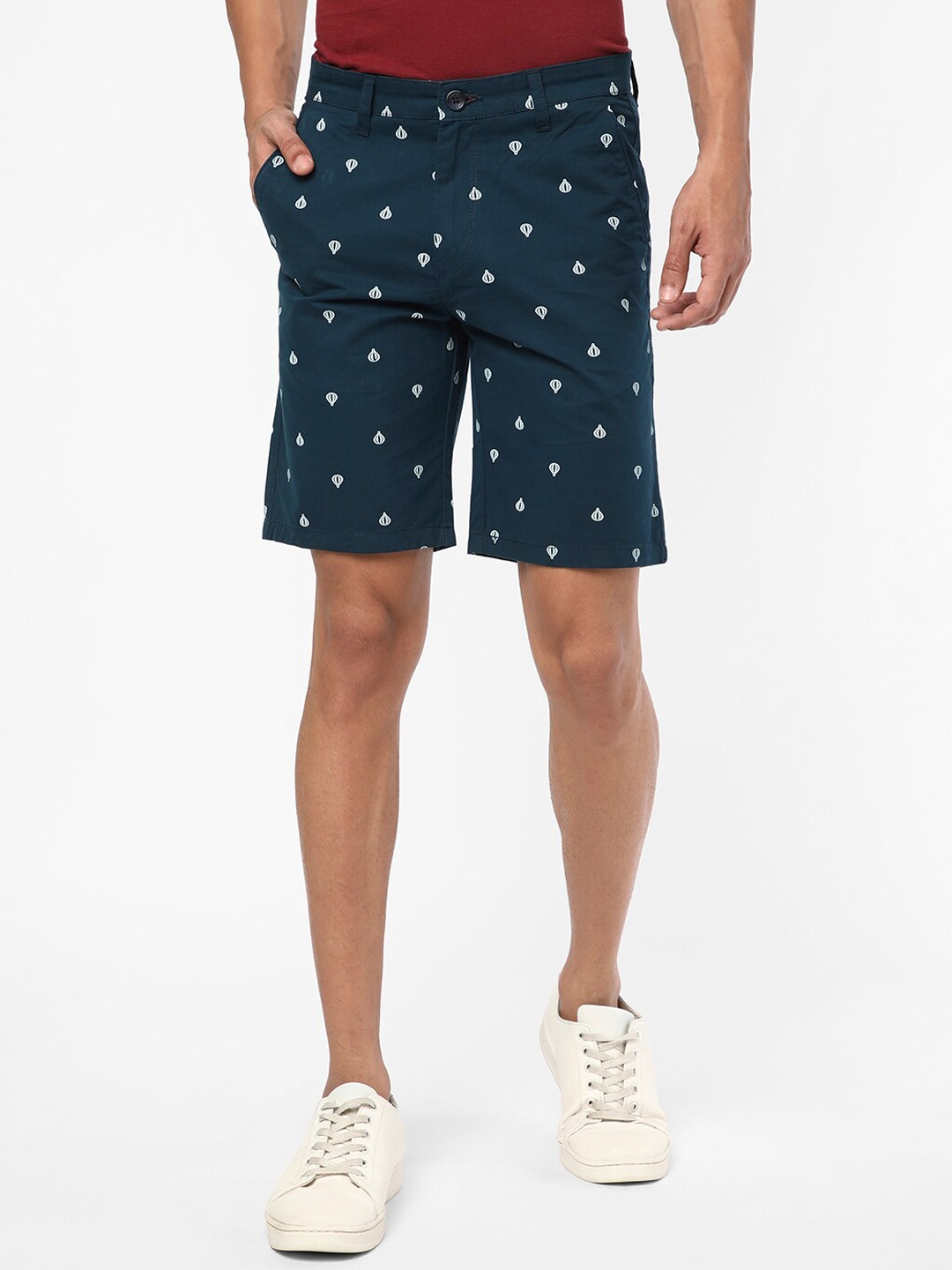 

R&B Men Conversational Printed Cotton Shorts, Blue