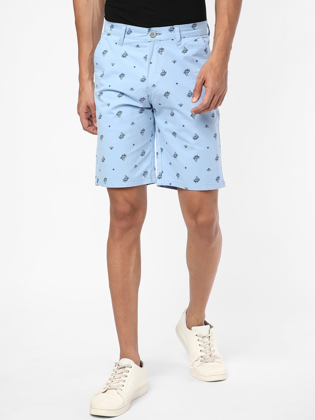 

R&B Men Conversational Printed Cotton Shorts, Blue