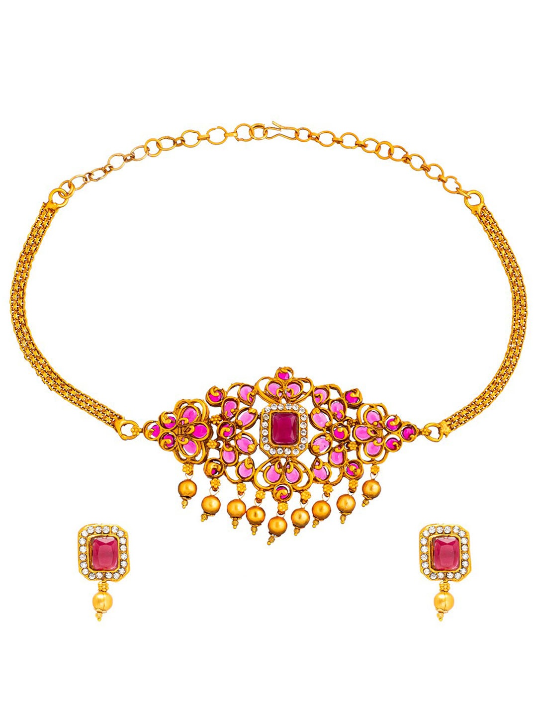 

Shining Jewel - By Shivansh Gold-Plated CZ-Studded Jewellery Set