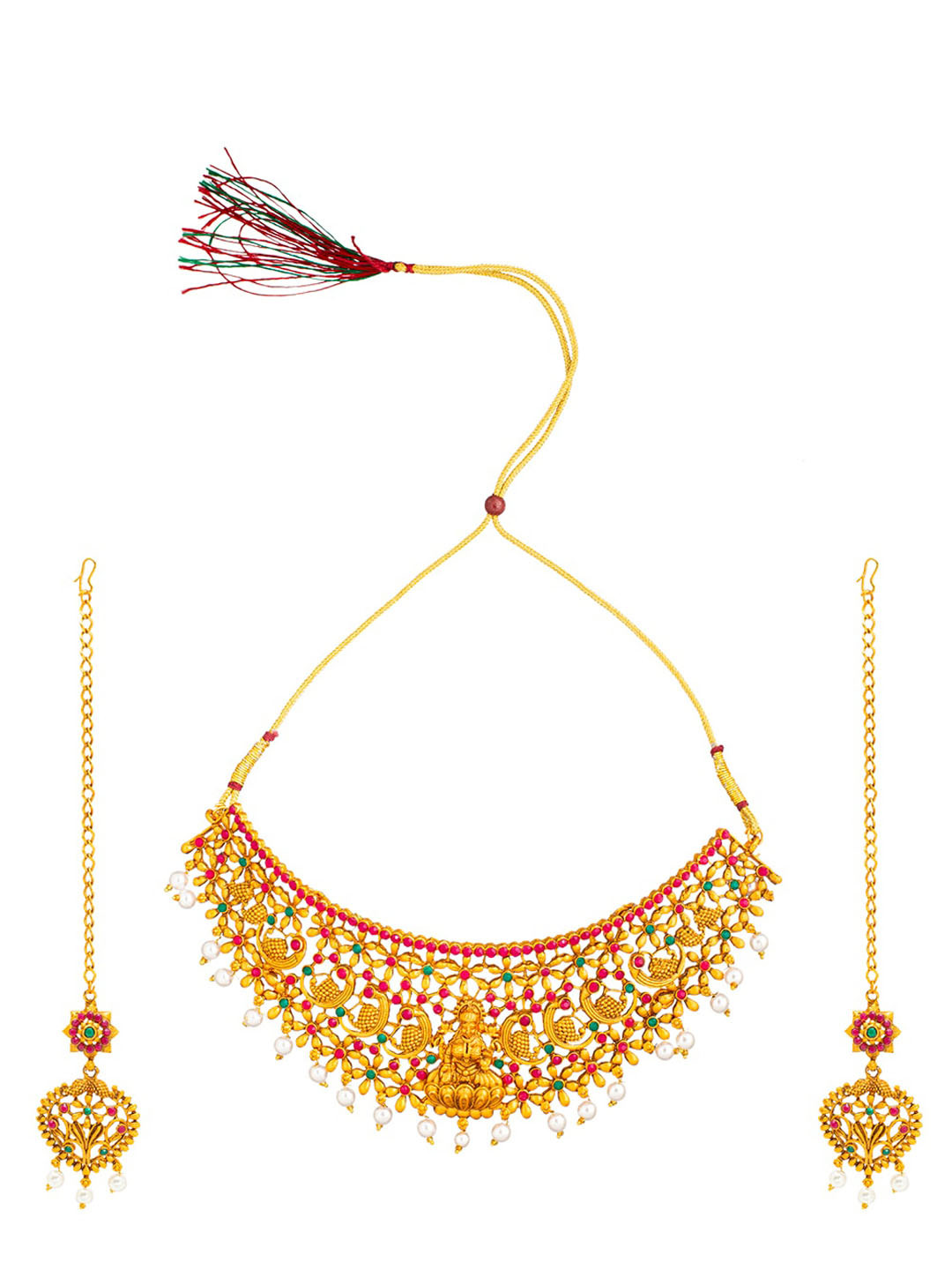 

Shining Jewel - By Shivansh Gold-Plated Kundan-Studded & pearl-beaded Jewellery Set