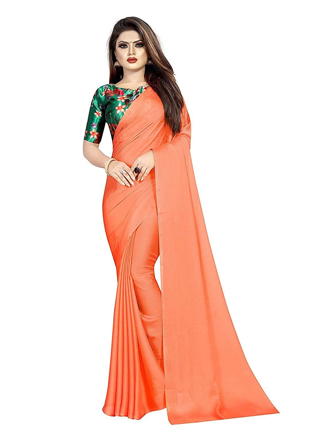 

Vrundavan ethics Pure Georgette Leheriya Saree, Orange