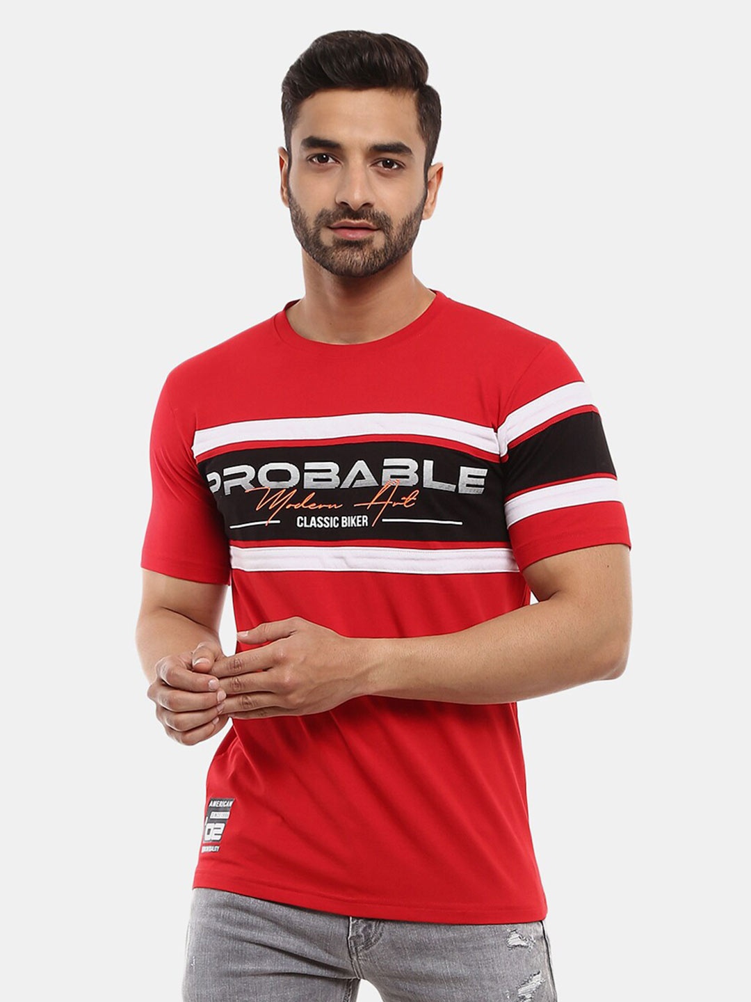 

V-Mart Men Typography Printed Slim Fit T-shirt, Red