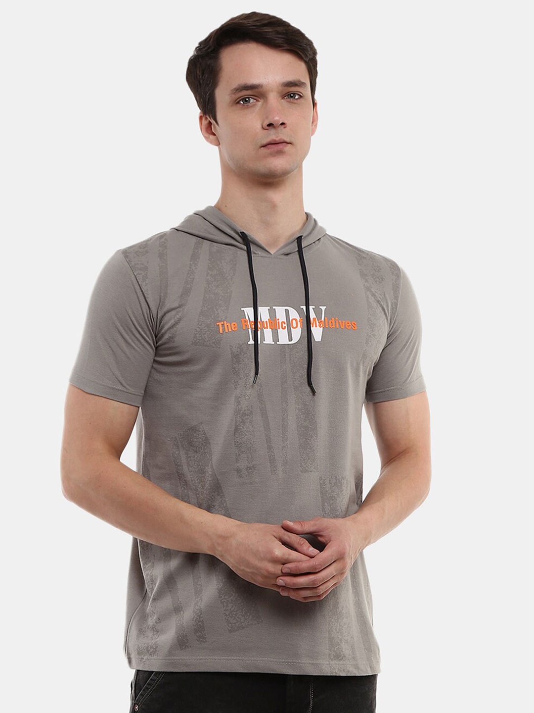 

V-Mart Men Typography Slim Fit Cotton T-shirt, Grey