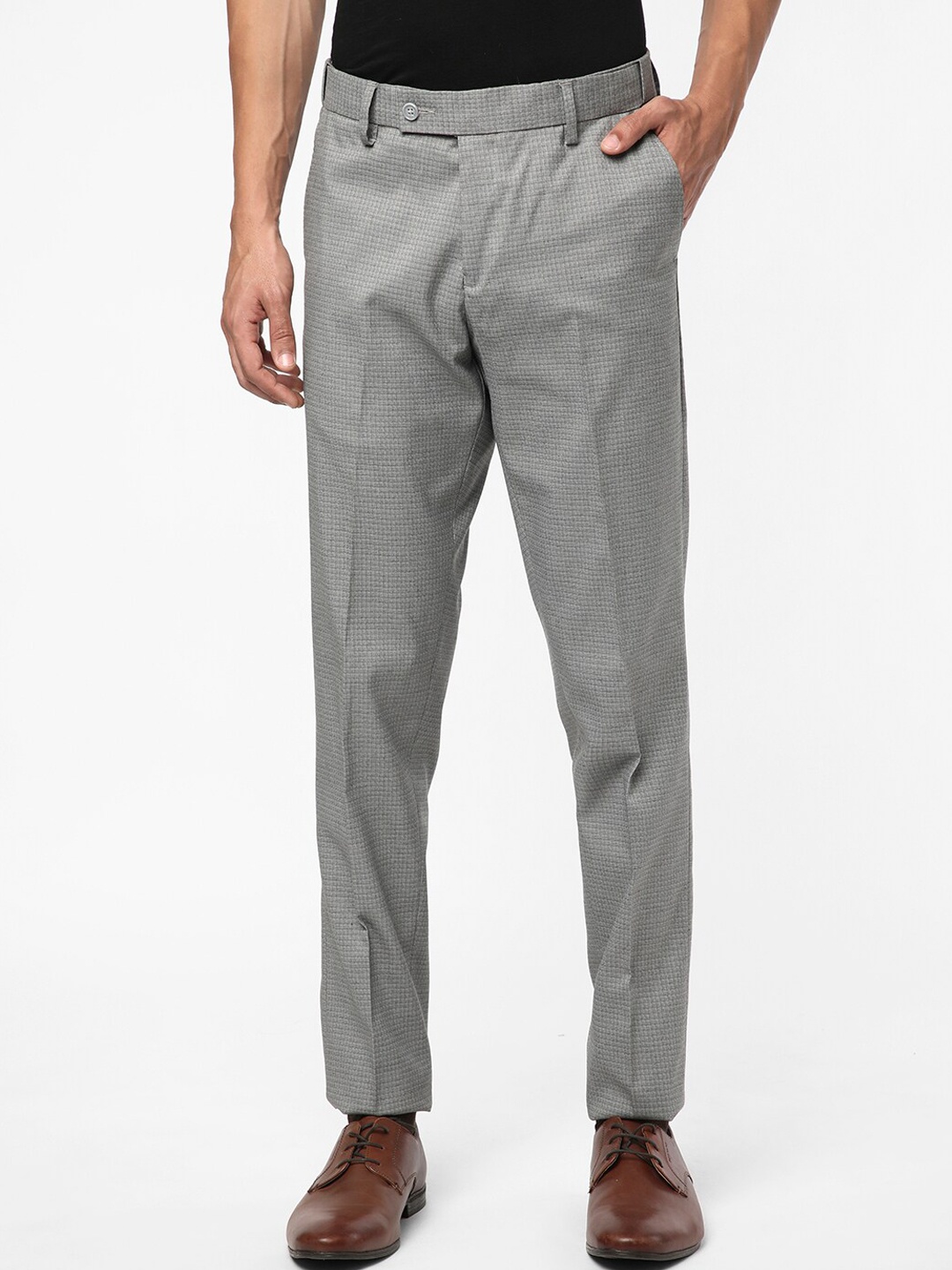 

R&B Men Checked Trousers, Grey