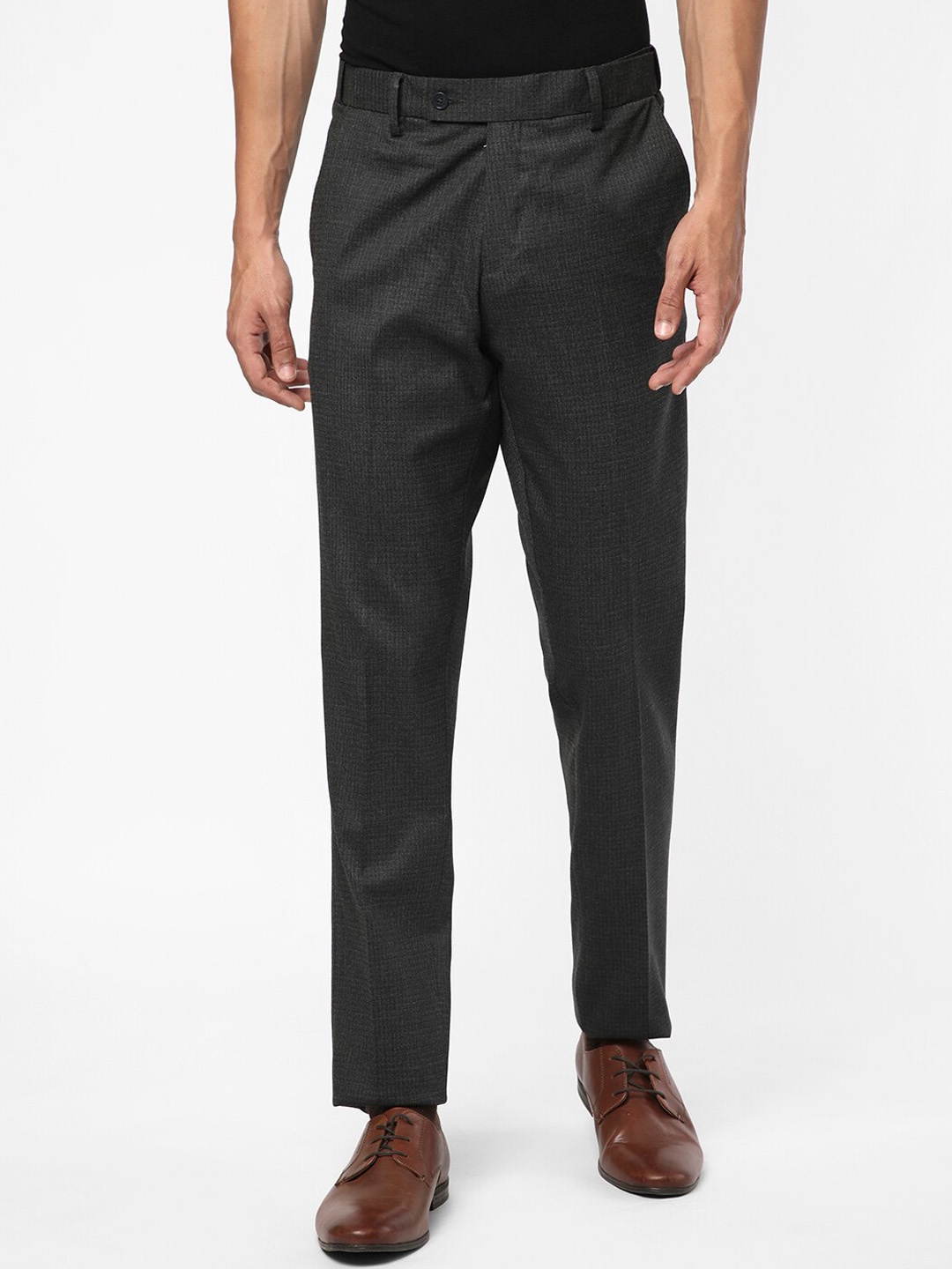 

R&B Men Regular Fit Casual Trousers, Black
