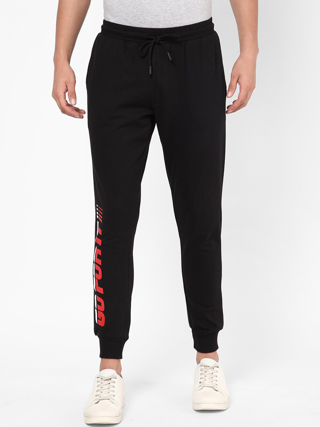 

R&B Men Regular Fit Cotton Trousers, Black