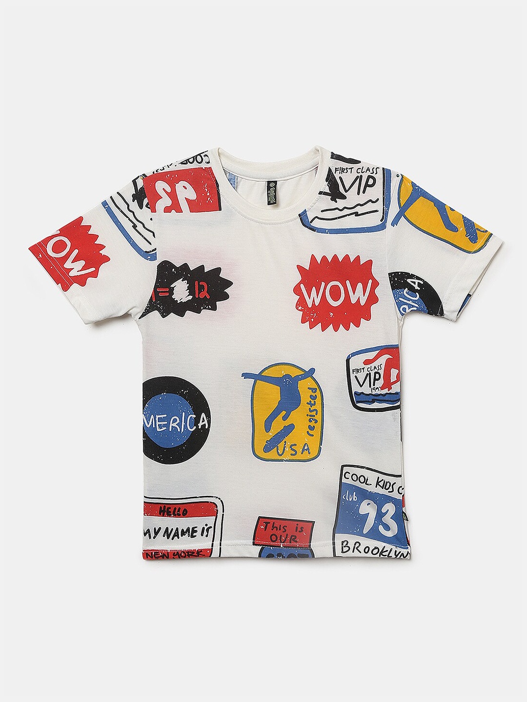 

V-Mart Boys Graphic Printed Cotton T-shirt, White