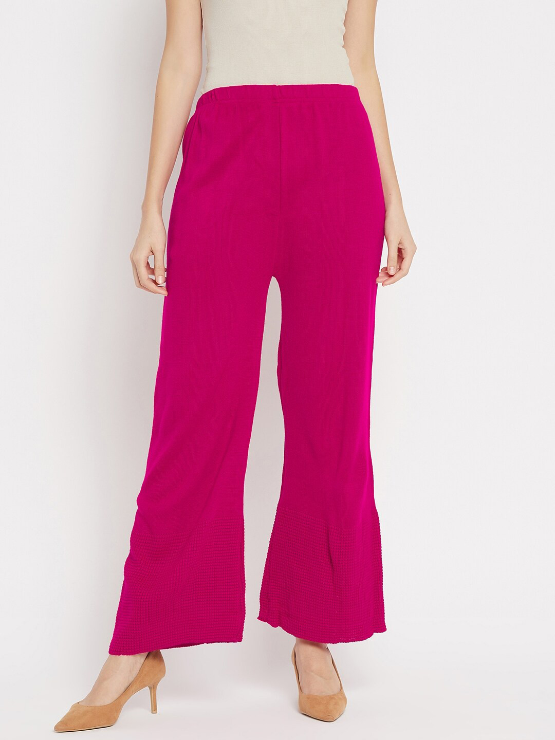 

Clora Creation Women Knitted Palazzos, Magenta