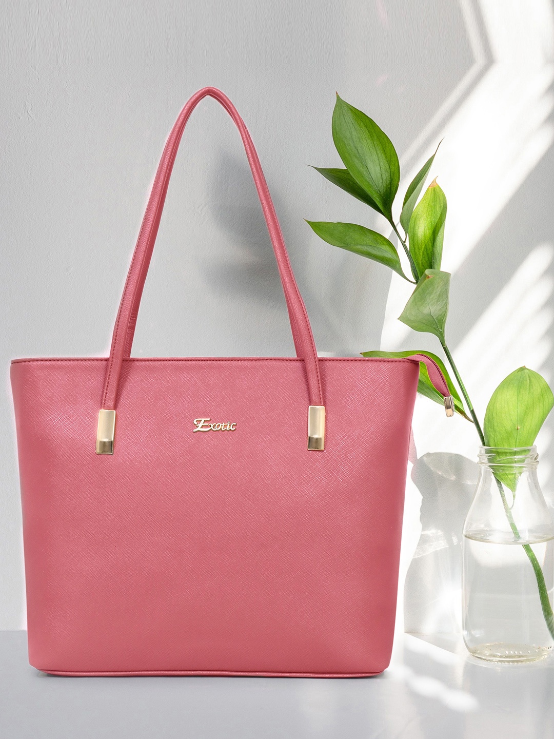 

Exotic PU Oversized Shopper Shoulder Bag, Pink