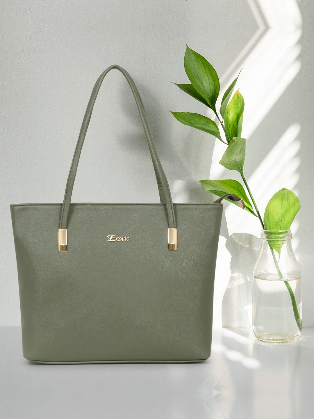

Exotic PU Structured Shoulder Bag, Green