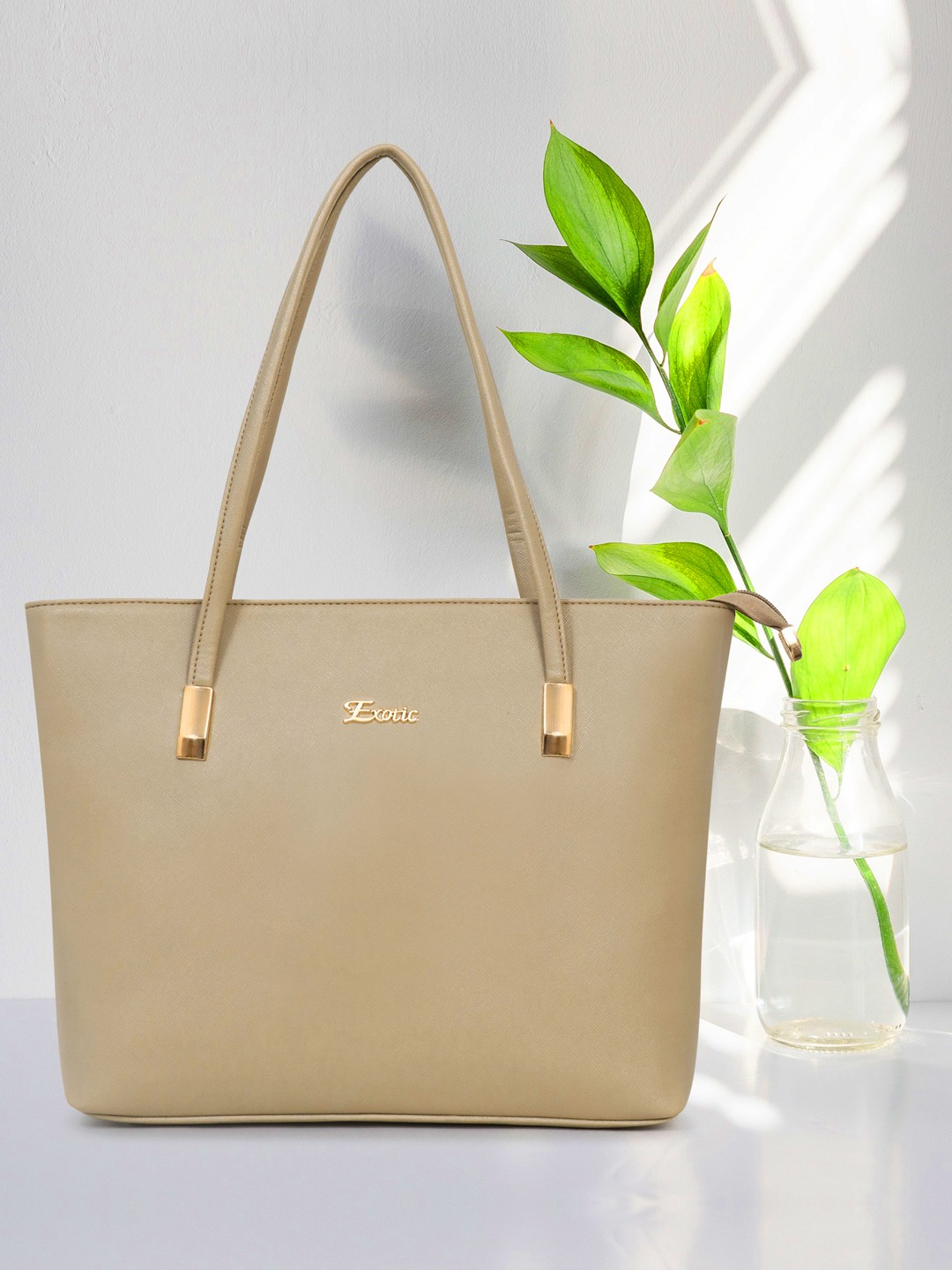 

Exotic PU Structured Handheld Bag, Cream