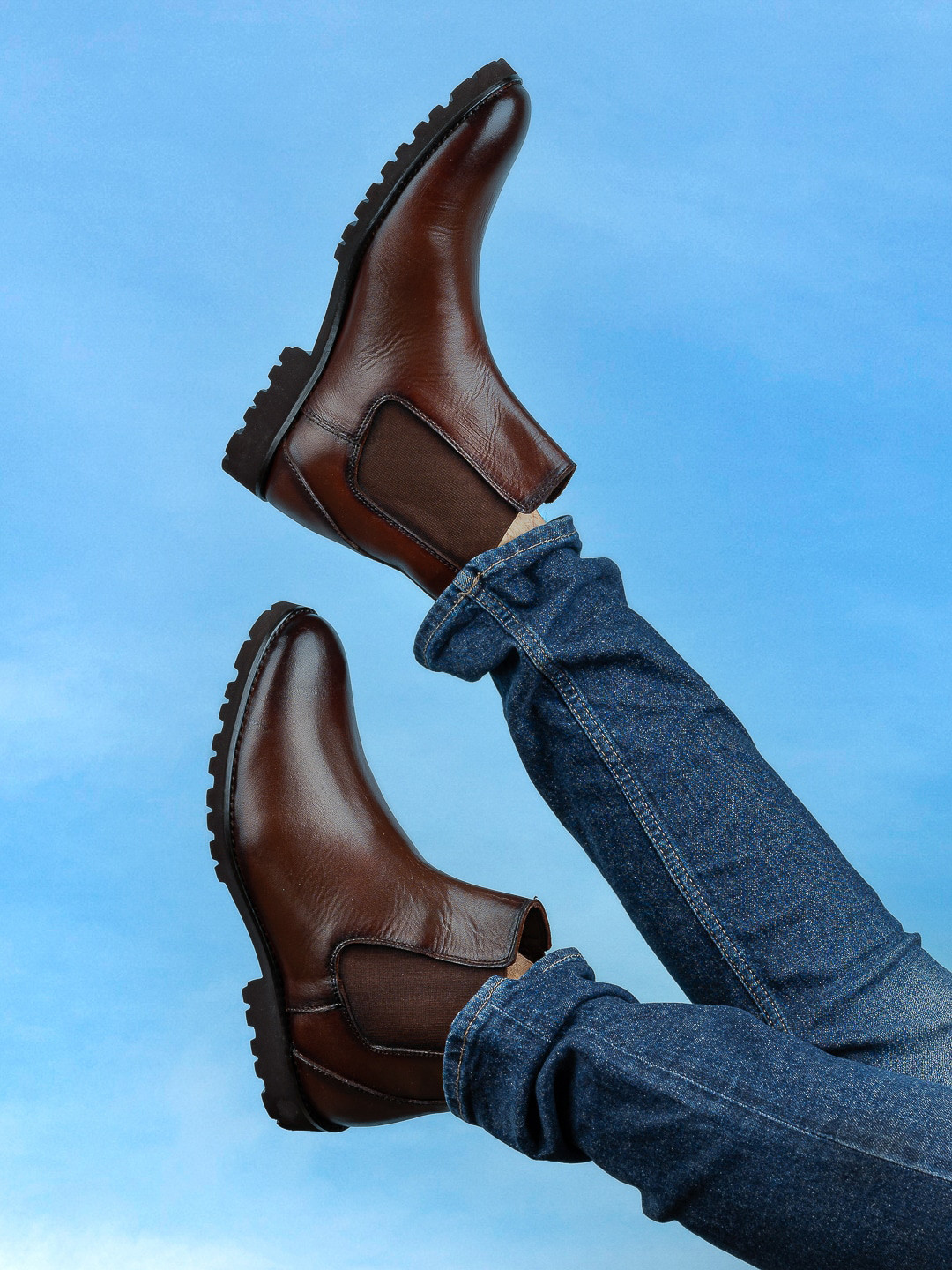 

LA BOTTE Men Mid-Top Leather Chelsea Boots, Brown