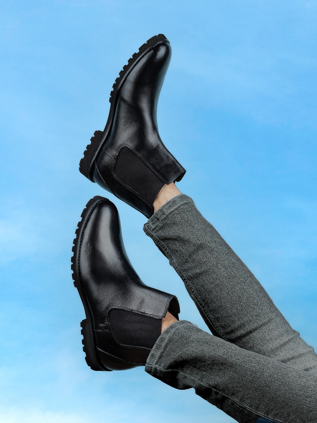 

LA BOTTE Men Mid-Top Leather Chelsea Boots, Black