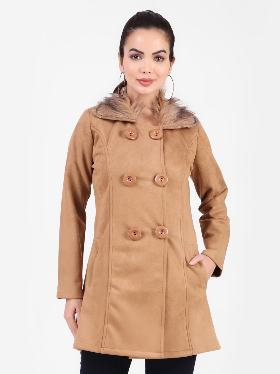 

FNOCKS Fleece Longline Princess Coat, Beige