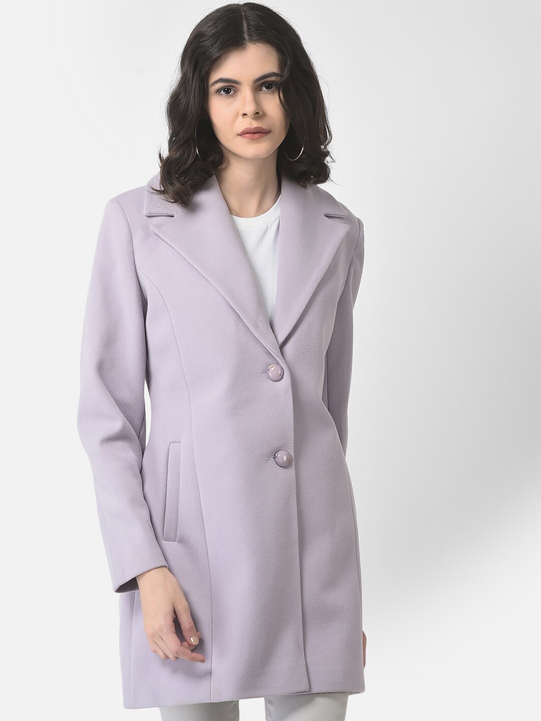 

Crimsoune Club Women Single-Breasted Longline Overcoat, Purple