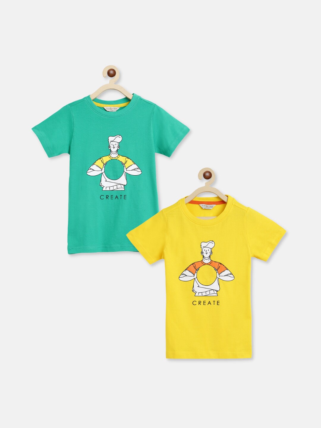 

TALES & STORIES Boys Pack Of Two Printed T-shirt, Multi