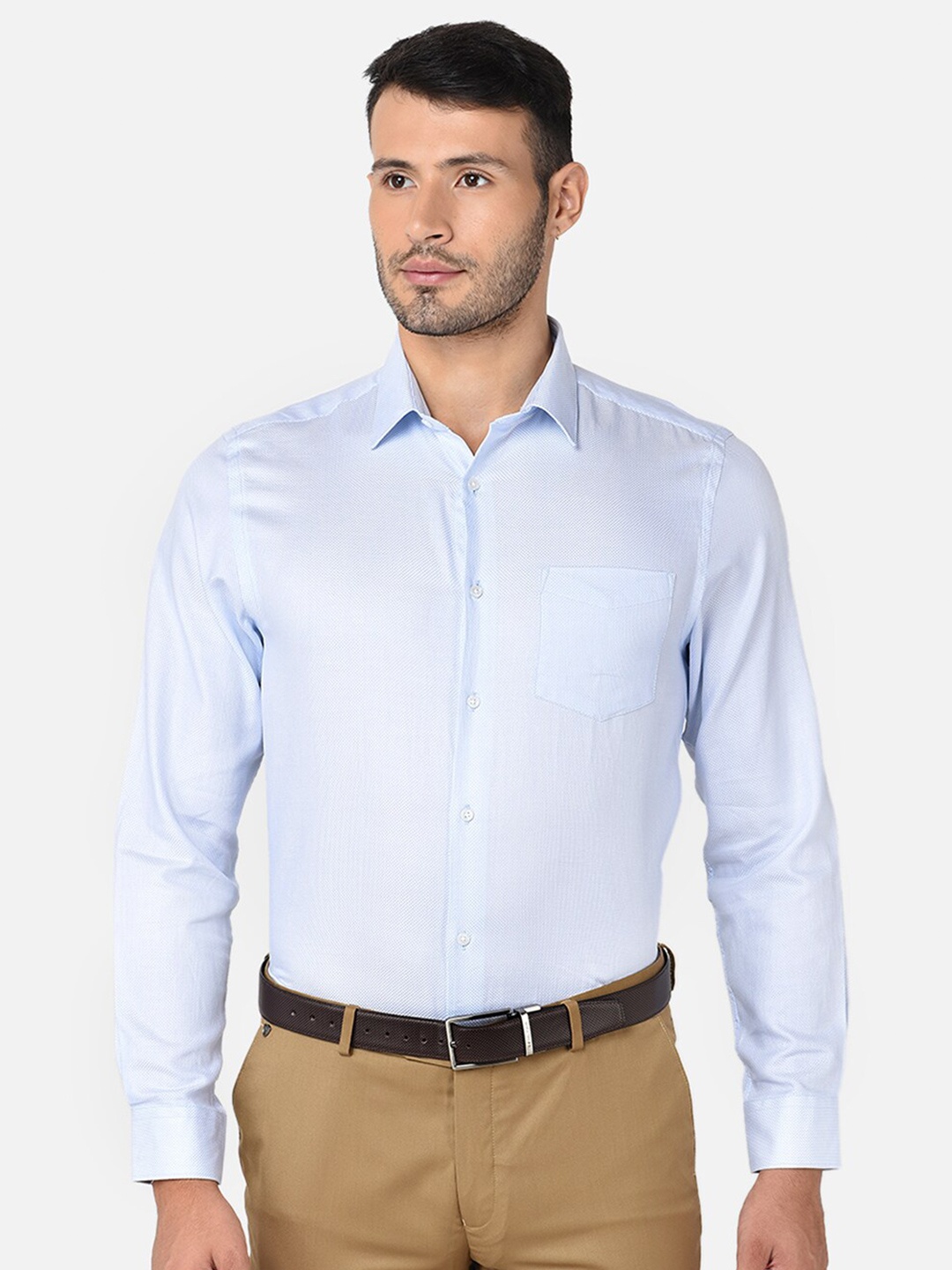 

J Hampstead Men Cotton Classic Slim Fit Formal Shirt, Blue
