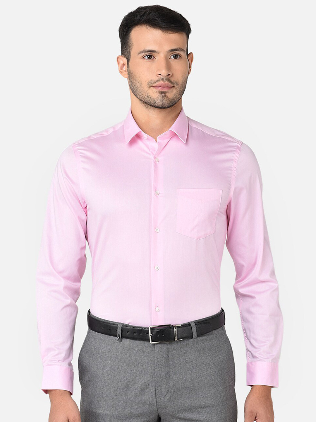 

J Hampstead Men Classic Slim Fit Cotton Formal Shirt, Pink