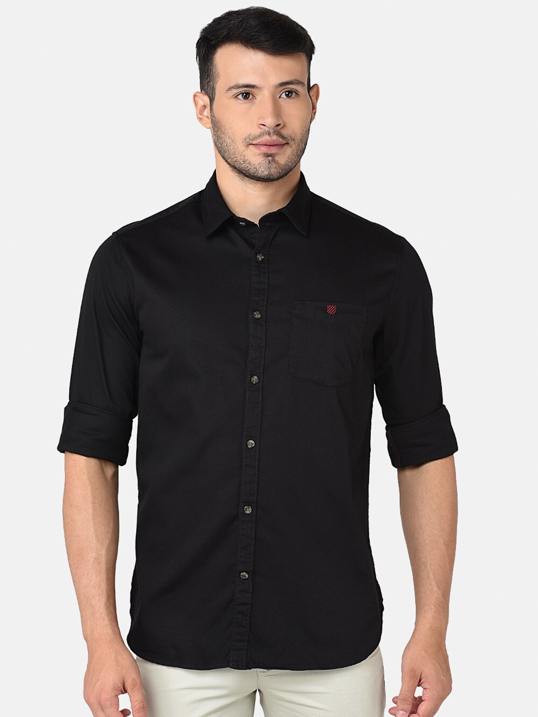 

J Hampstead Men Classic Slim Fit Cotton Casual Shirt, Black