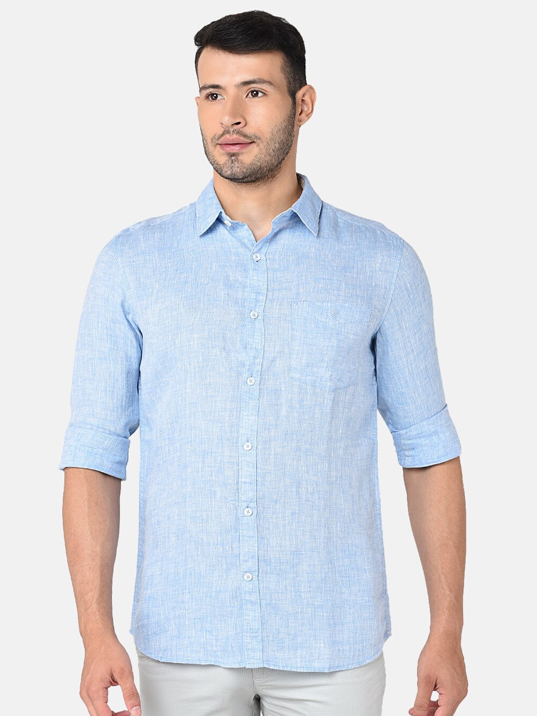 

J Hampstead Men Classic Slim Fit Cotton Casual Shirt, Blue