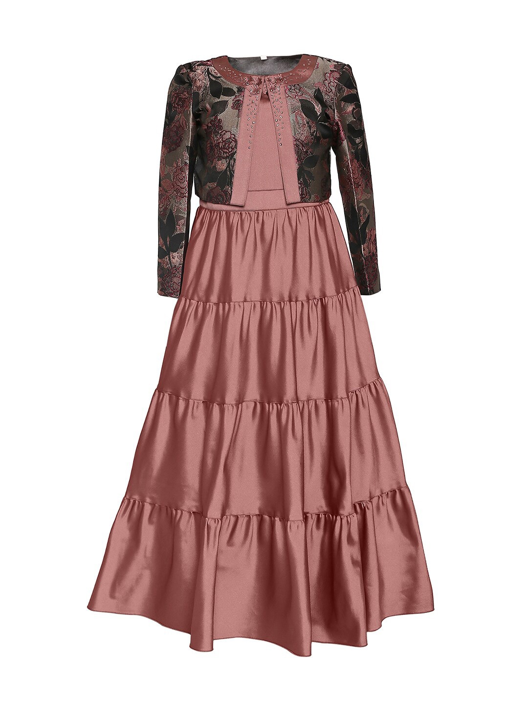 

Tiny Baby Girls Satin Maxi Dress, Brown