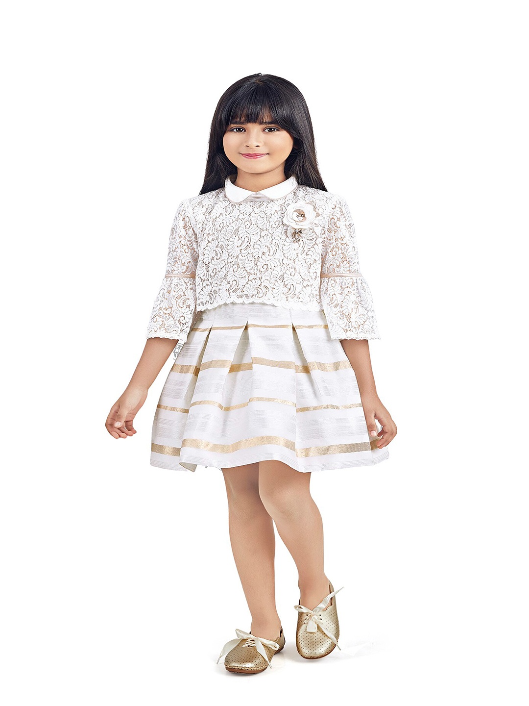 

Tiny Baby Girls Satin Dress, Cream