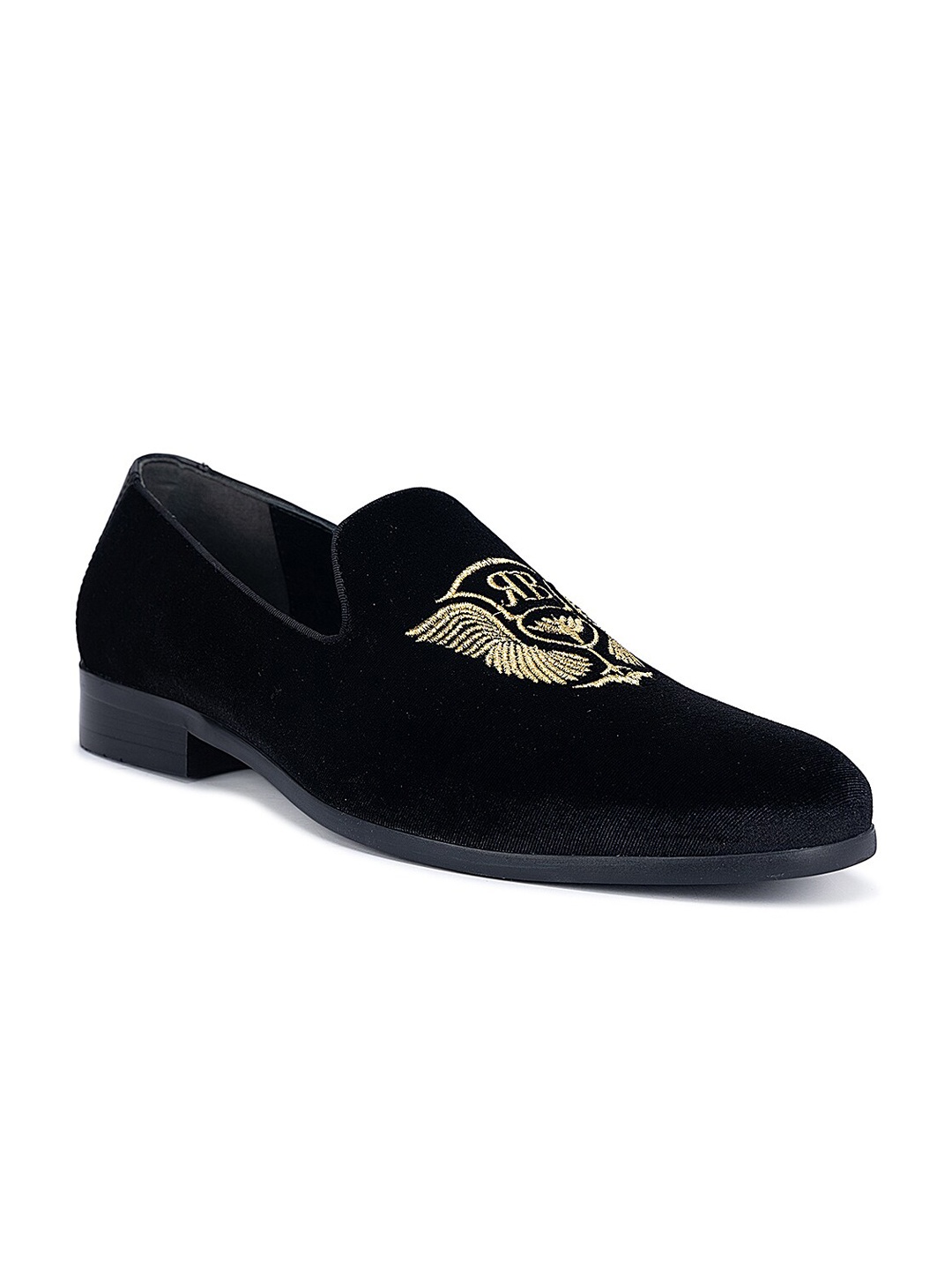 

ROSSO BRUNELLO Men Embroidered Formal Slip-On Shoes, Black
