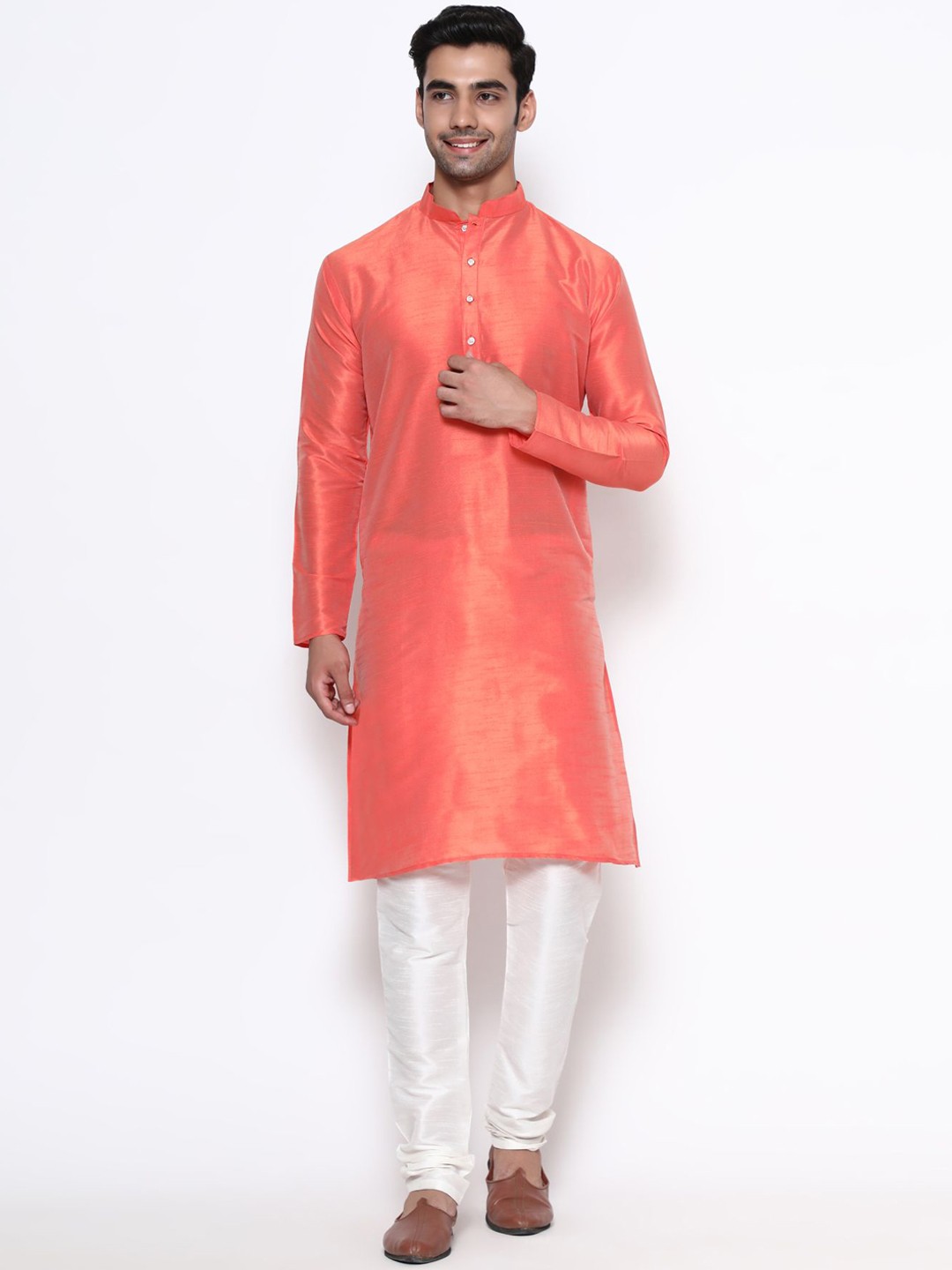 

PREMROOP- THE STYLE YOU LOVE Men Solid Kurta with churidar, Orange