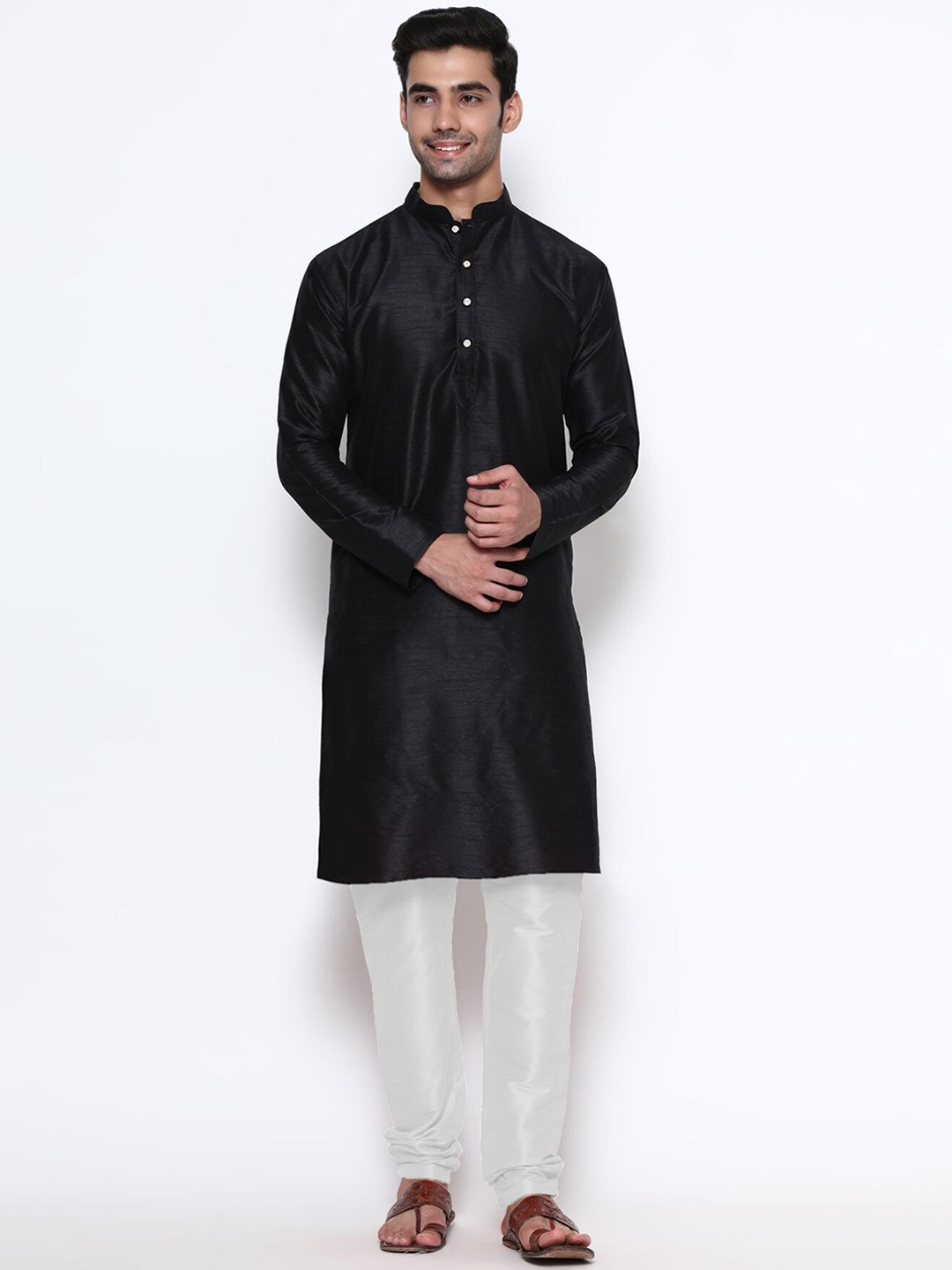

PREMROOP- THE STYLE YOU LOVE Men Solid Kurta with Pyjamas, Black