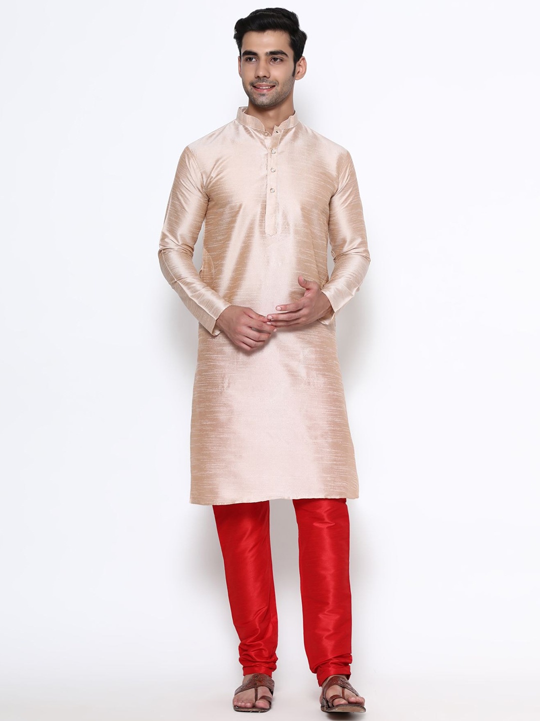 

PREMROOP- THE STYLE YOU LOVE Men Solid Kurta with Churidar, Cream