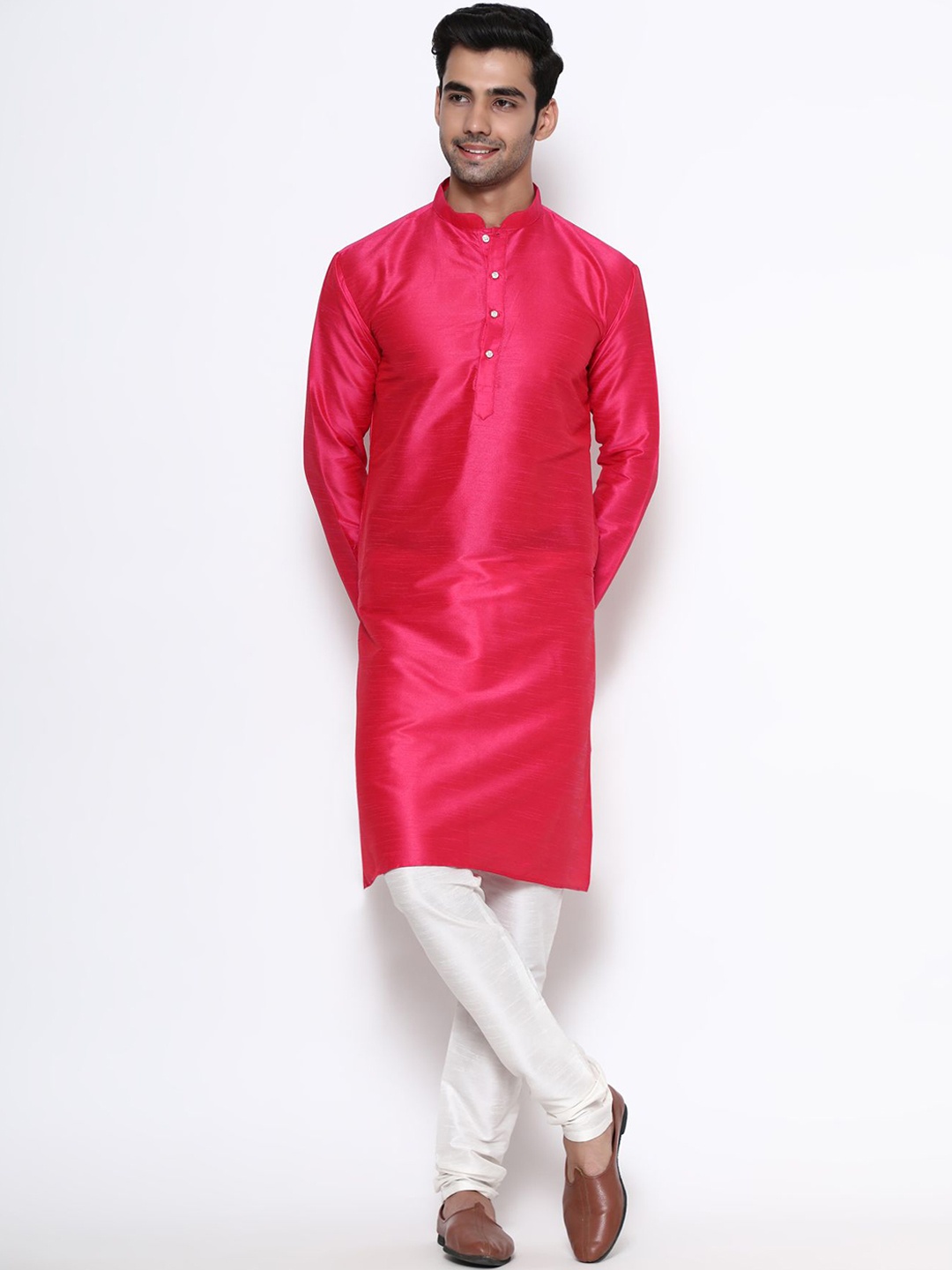 

PREMROOP- THE STYLE YOU LOVE Men Solid Kurta with Churidar, Pink