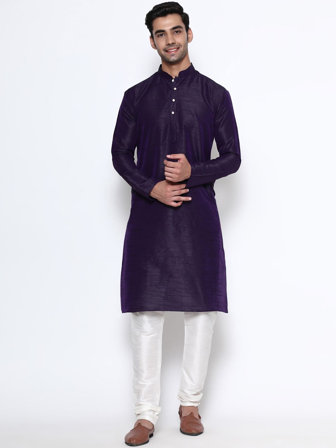 

PREMROOP- THE STYLE YOU LOVE Men Solid Kurta with Churidar, Navy blue