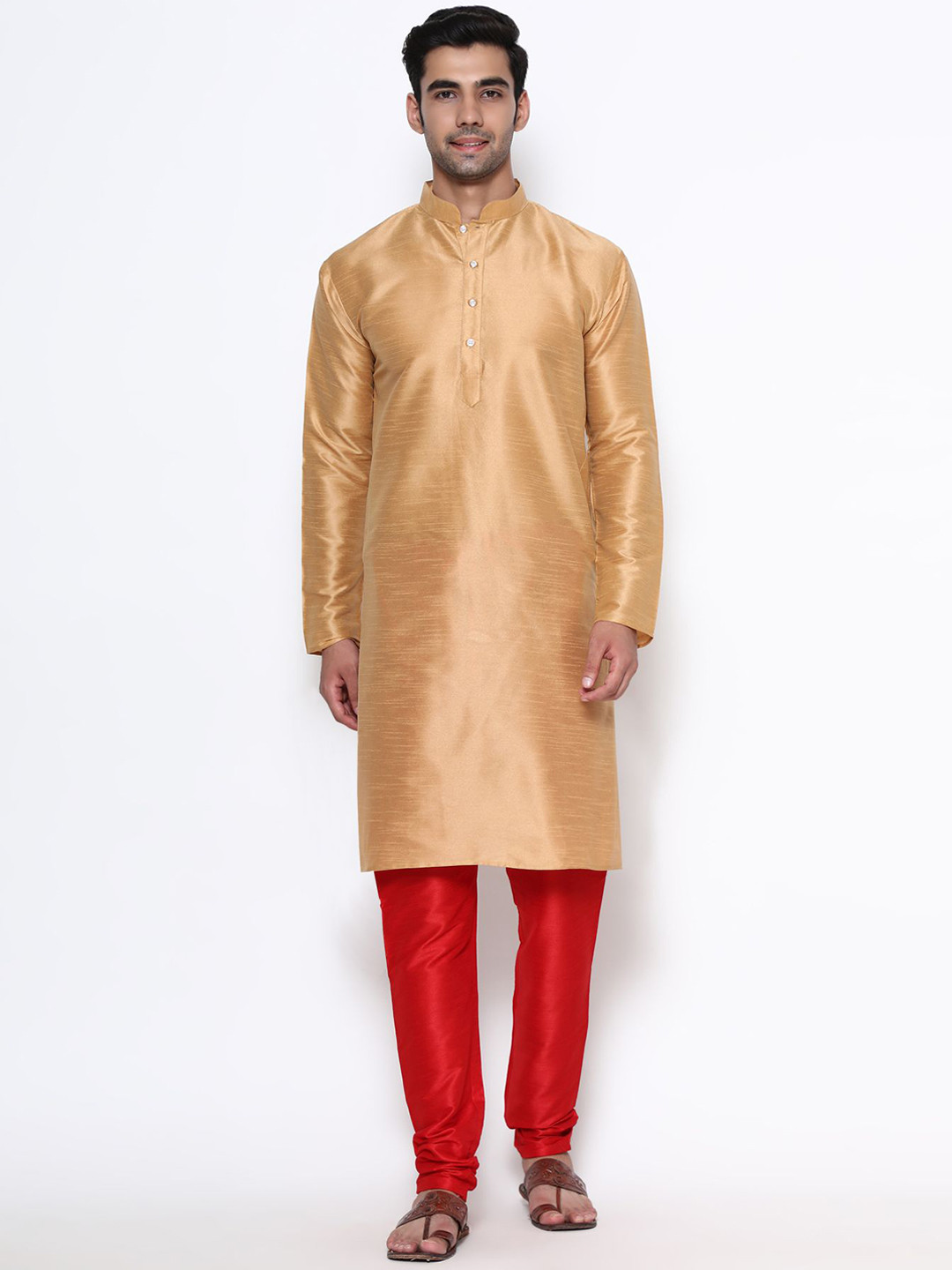 

PREMROOP- THE STYLE YOU LOVE Men Solid Kurta with Churidar, Cream