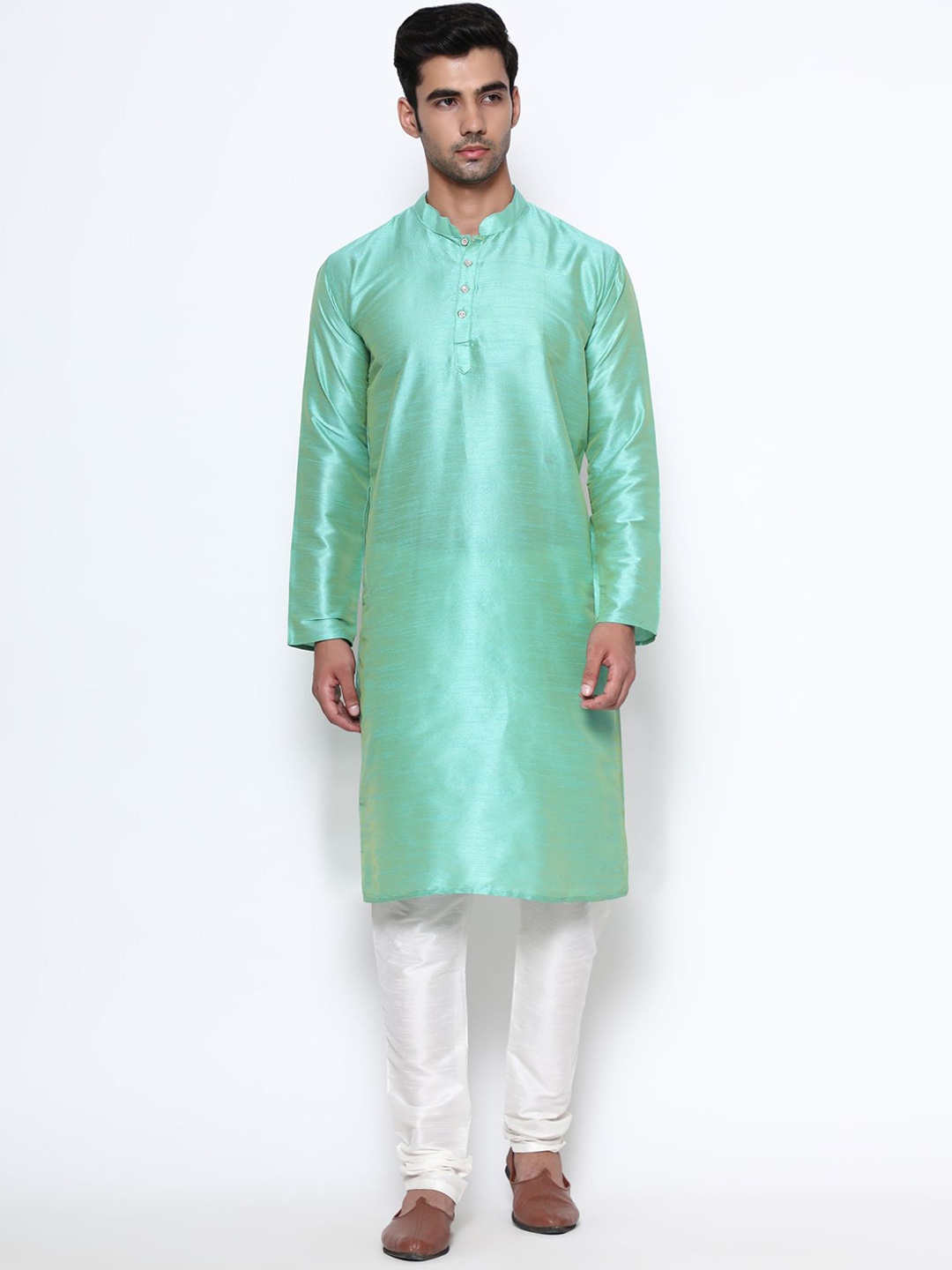 

PREMROOP- THE STYLE YOU LOVE Men Solid Kurta with Churidar, Green