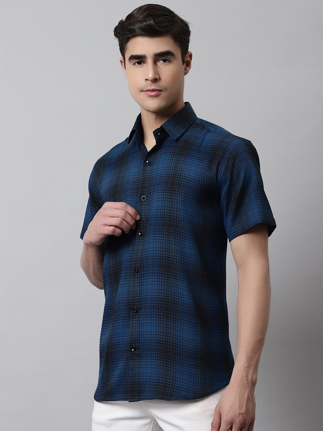 

JAINISH Men Classic Tartan Checks Cotton Casual Shirt, Blue