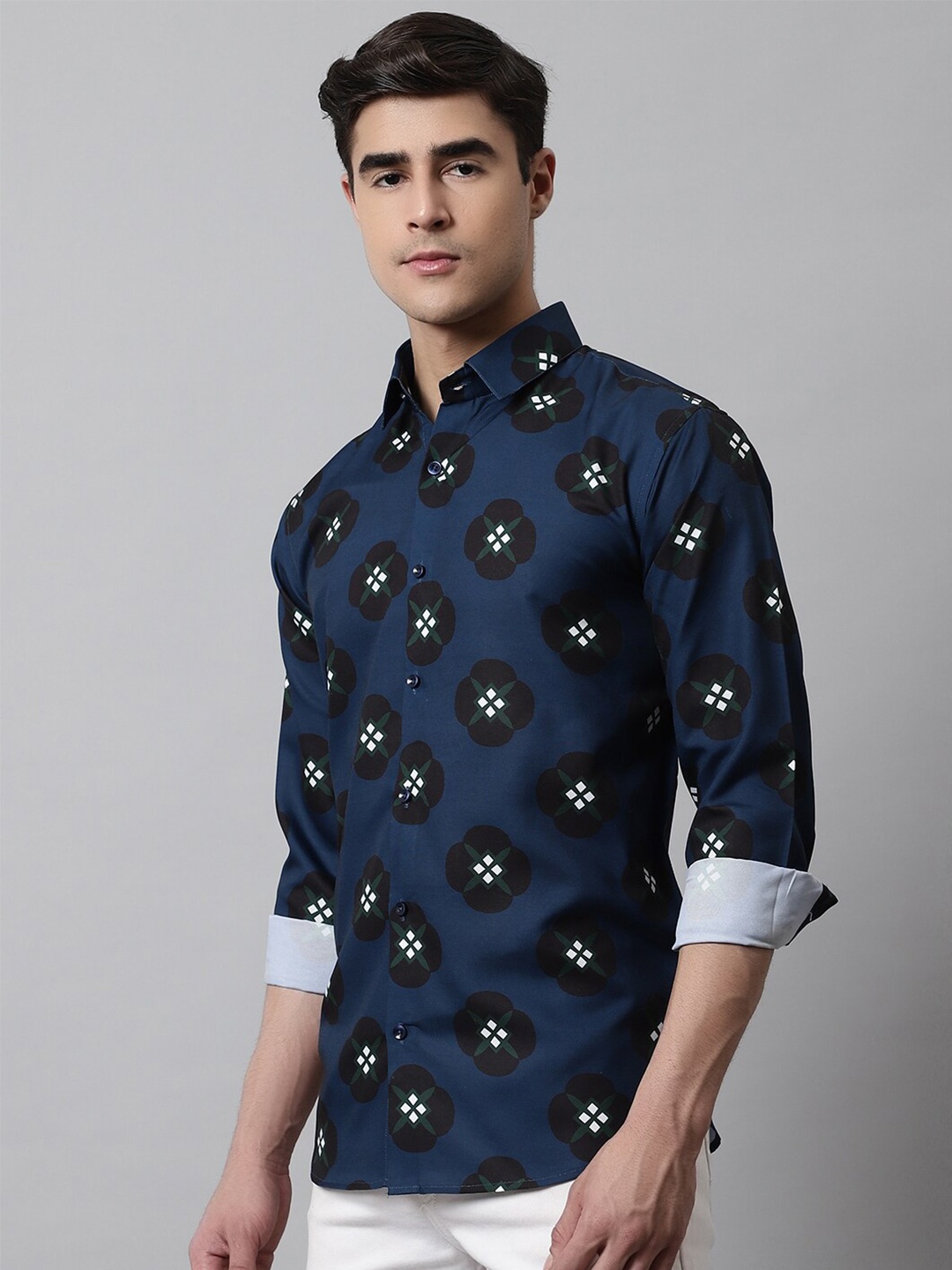 

JAINISH Men Classic Printed Cotton Casual Shirt, Blue