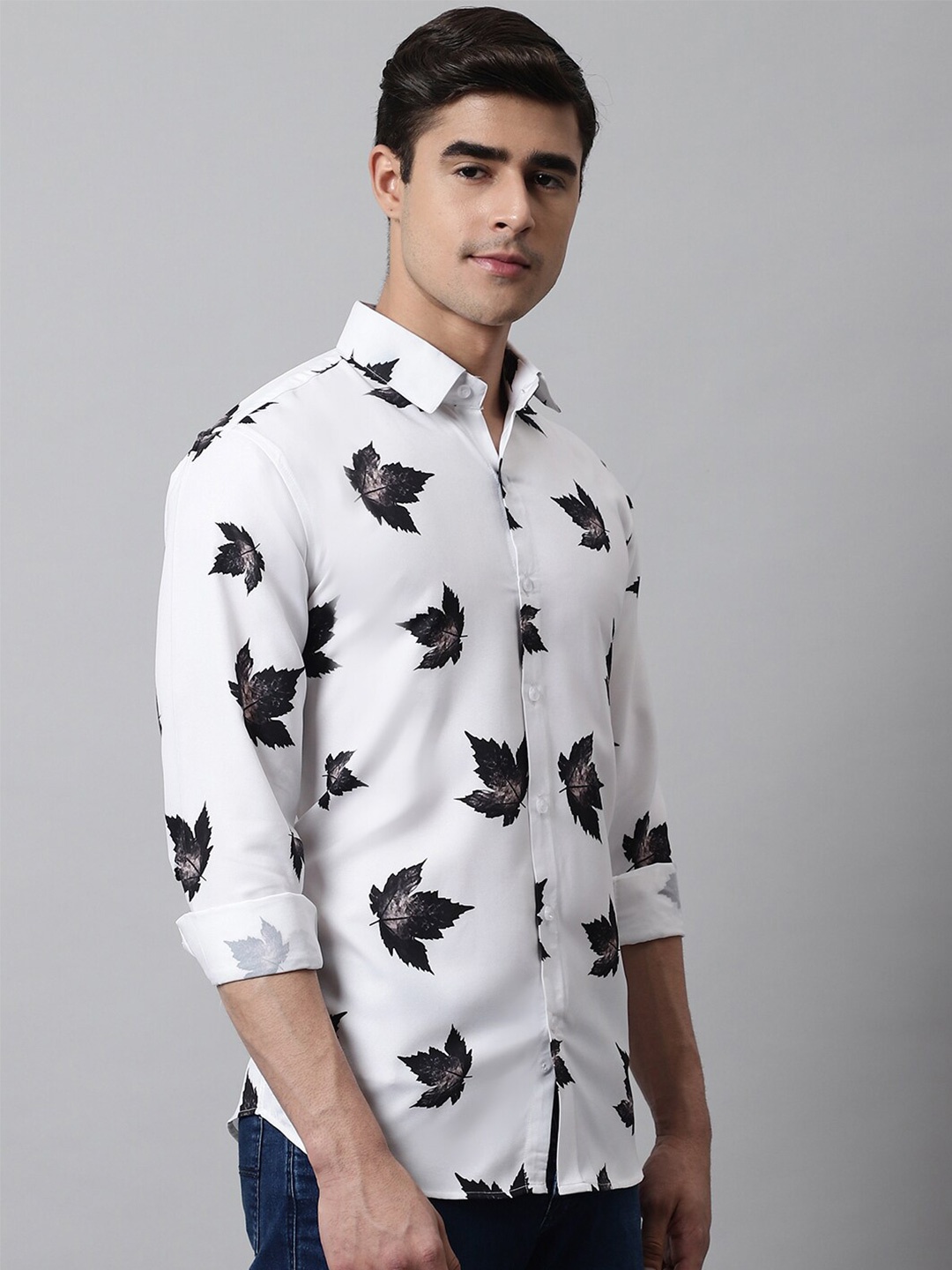 

JAINISH Men Classic Printed Pure Cotton Casual Shirt, White