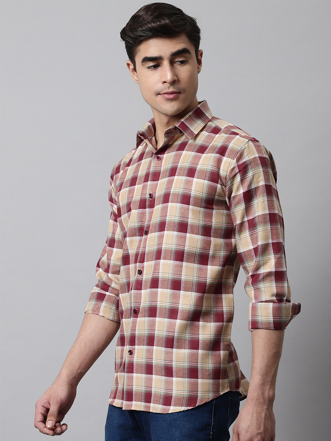

JAINISH Men Cotton Classic Buffalo Checks Checked Casual Shirt, Red
