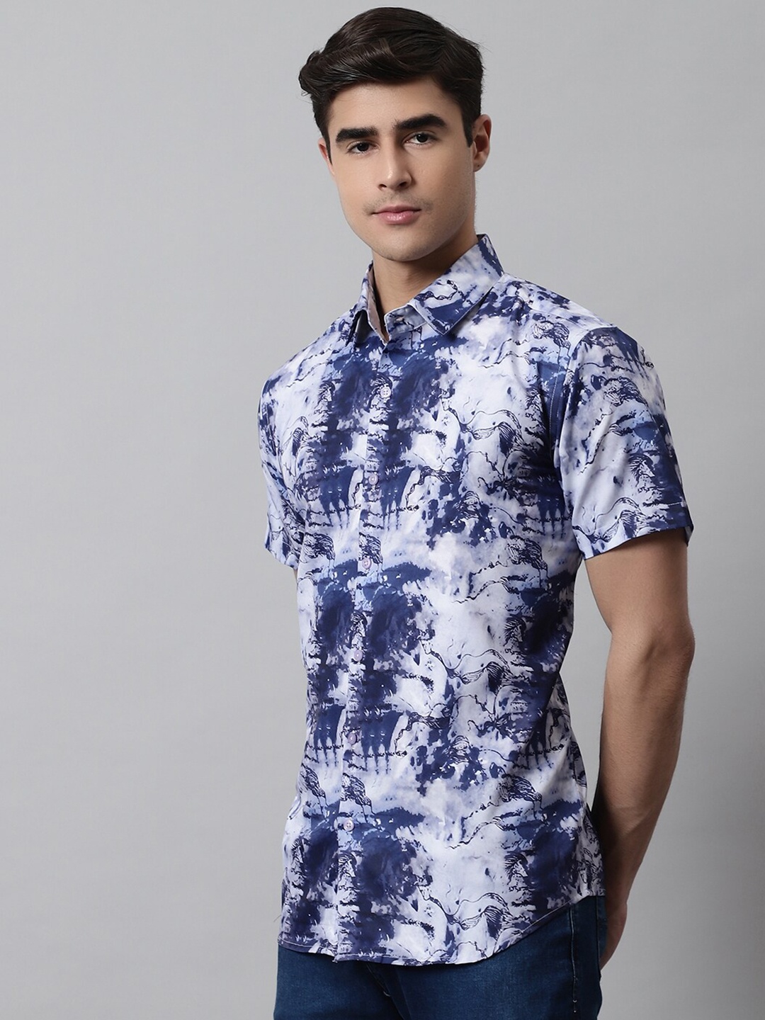 

JAINISH Men Cotton Classic Printed Casual Shirt, Blue