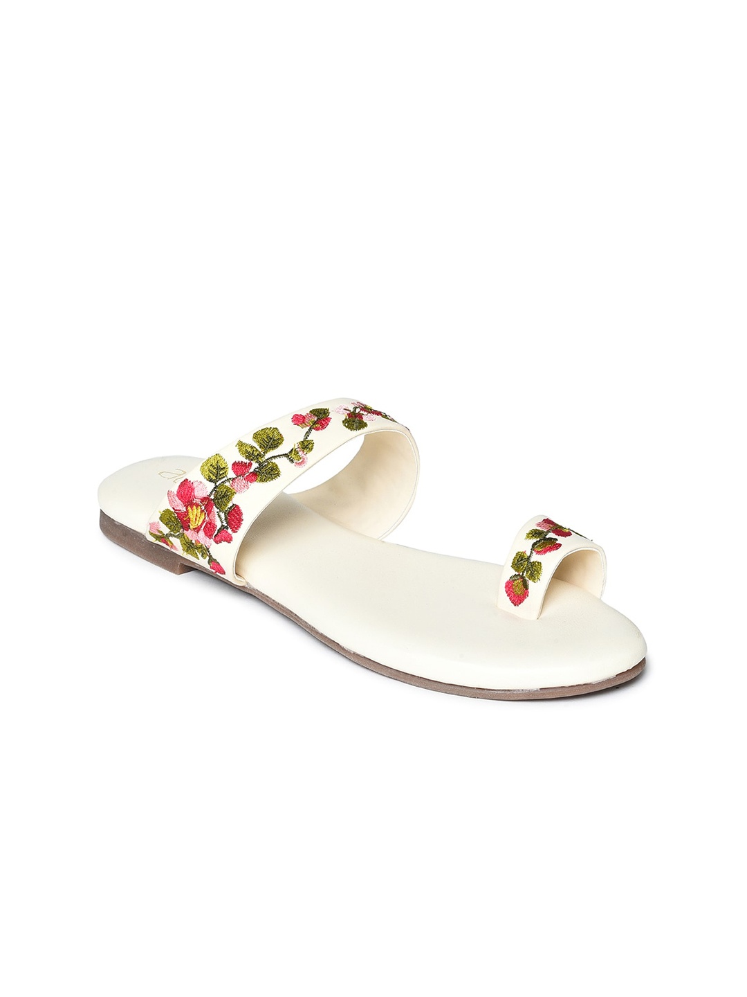 

AURELIA Women Embroidered One Toe Flats, White